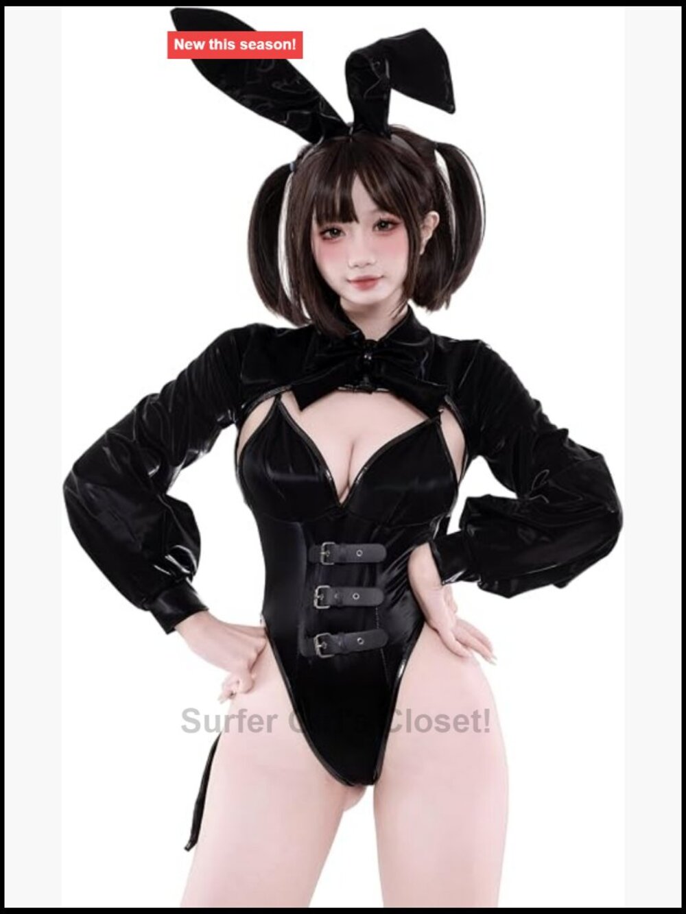 Sexy Bunny Cosplay Costume 3-Piece Leotard Tailcoat Set S-M